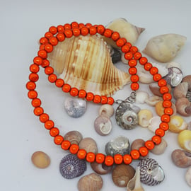 NL33 - Orange miracle bead necklace