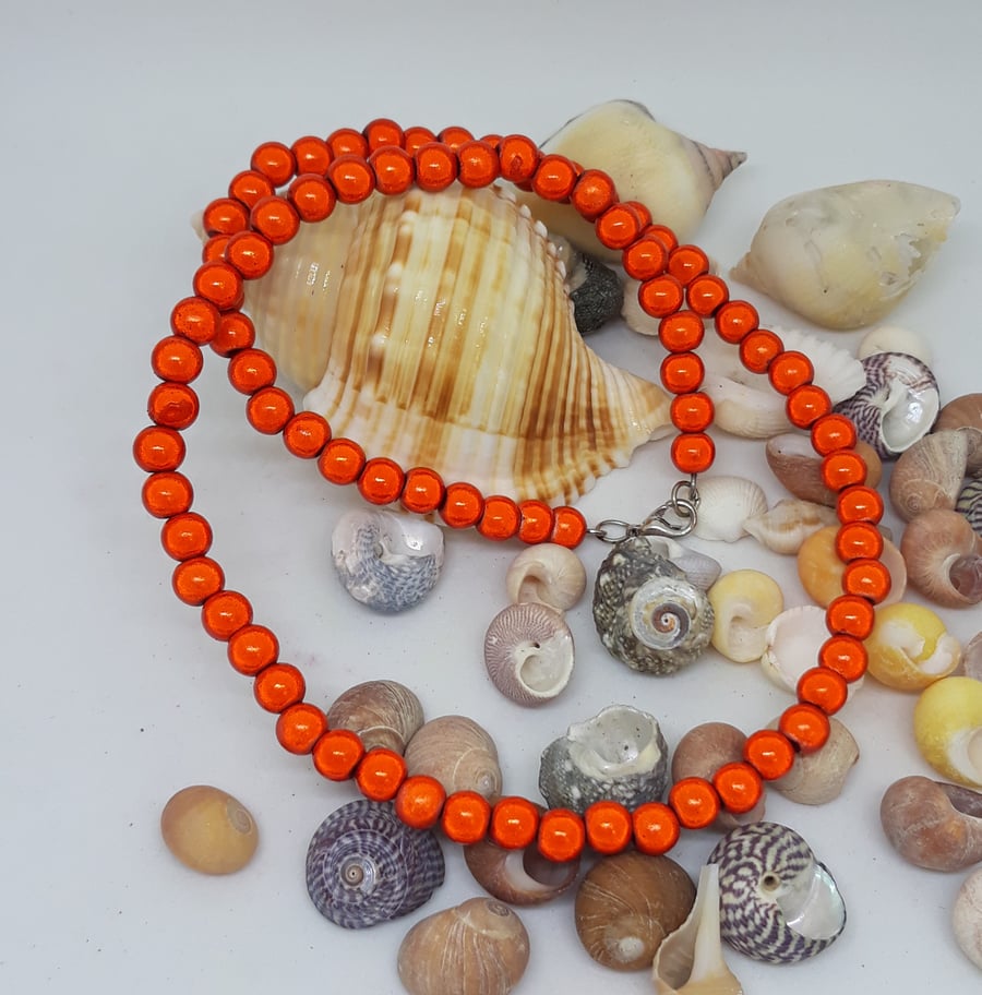 NL33 - Orange miracle bead necklace