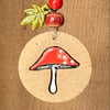 Ceramic toadstool decoration natural clay