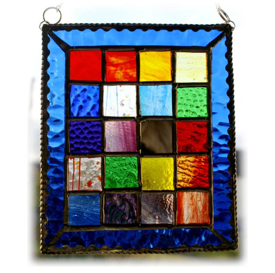 Rainbow Window Stained Glass Suncatcher Handmade Patchwork Geometric