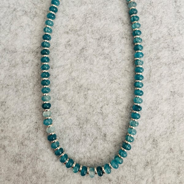 Blue and silver glass beaded neckalce