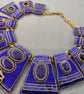 Egyptian Cleopatra Beaded Lapis Lazuli & Agate Full Collar Statement Necklace - Image 1