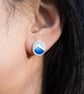 Blue Enamel My Wave Studs, Silver Ocean Theme studs