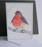 Hand Painted Robin Greetings Card - Blank Card with Envelope - Image 3
