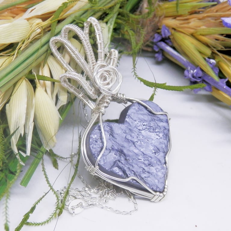 Heart Shaped Sterling Silver Wire Wrapped Necklace