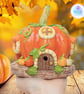 Pumpkin cottage clay fairy house. Fairy house. Pumpkin fairy house. - Image 6