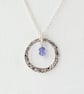 Tanzanite with Fine Silver Large Circle Pendant Necklace