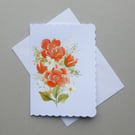 hand painted floral greetings card ( ref FA31 D4 )