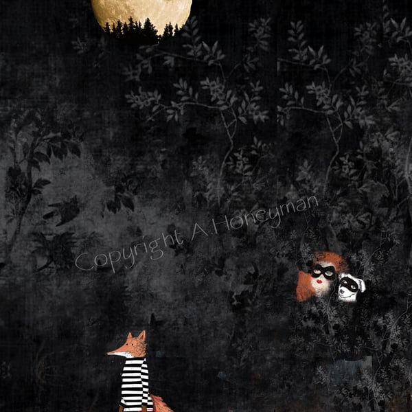 Caught in the act  mixed media art print