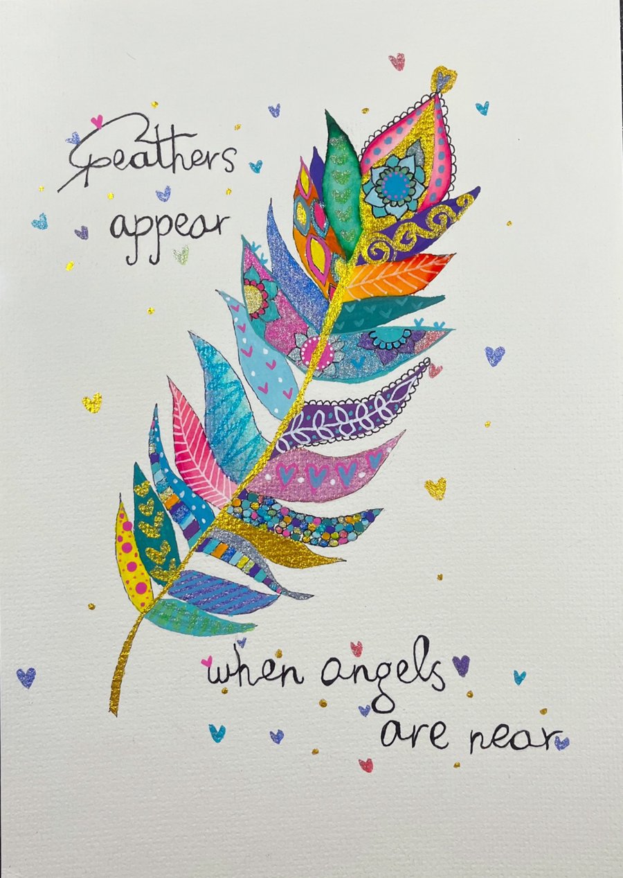 Feathers Appear When Angels Are Near Original Illustration 