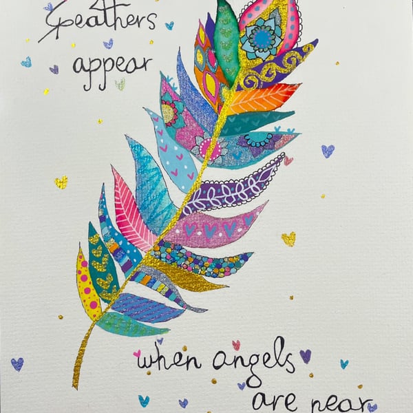 Feathers Appear When Angels Are Near Original Illustration 