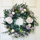 Handmade Cream & Lavender Door Wreath - Floral Door Wreath - Year Round
