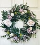 Handmade Cream & Lavender Door Wreath - Floral Door Wreath - Year Round