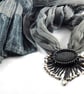 Black Sea Glass Necklace on an Upcycled Scarf - Image 1
