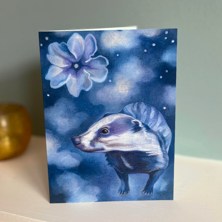 Badger greeting card - badger art, mystical illustration