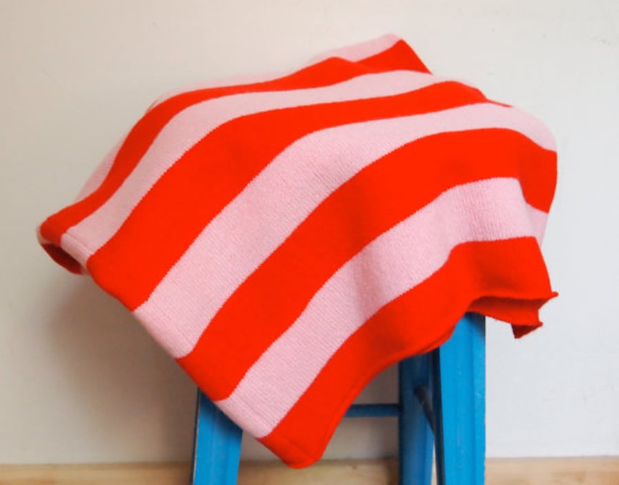 Red And Pink Striped Blanket Throw
