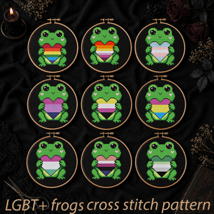 LGBT pride frogs counted cross stitch patterns 