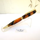 Hand Made Orange Tiger Acrylic Ball Point Pen with A Velvet Pouch