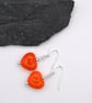 orange glass heart earrings - Image 1