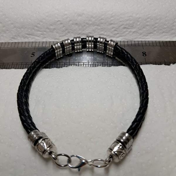 Leather and stainless steel Bracelet Unisex