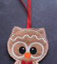 Gingerbread felt hanging owl decoration - Image 1