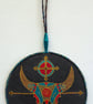 BTM008 - Buffalo Skull Totem Mandala-17.5cm diameter - Black-Turquoise-Red-Gold - Image 2