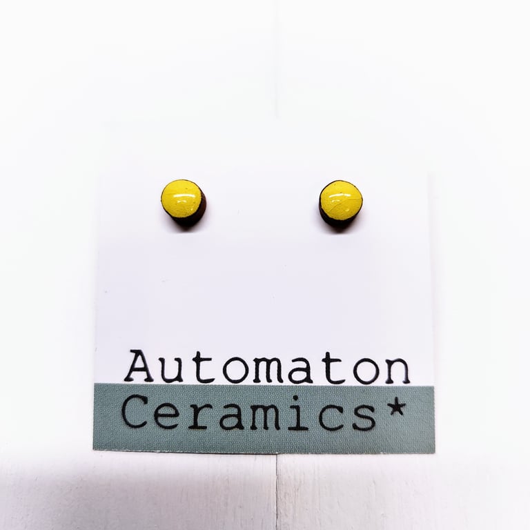 Ceramic yellow ear studs, small ear-studs, bright earrings, boho earrings