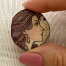 Rhiannon Handcrafted Brooch Pin on Wood Slice