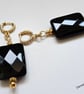 Black Onyx Gold Plate Huggie Earrings - Image 4