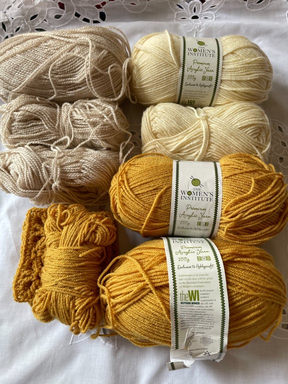 Cream Mustard Oatmeal DK Yarn Bundle Acrylic Yarn Job Lot Knitting Crochet Craft
