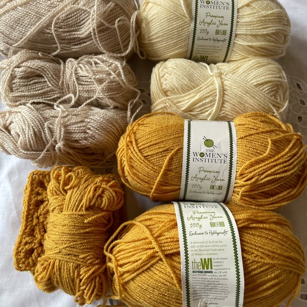 Cream Mustard Oatmeal DK Yarn Bundle Acrylic Yarn Job Lot Knitting Crochet Craft