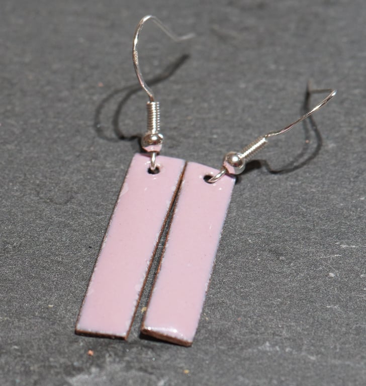 Rectangle drop enamel earrings