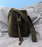 Bucket Bag Upcycled Olive Green Corduroy 