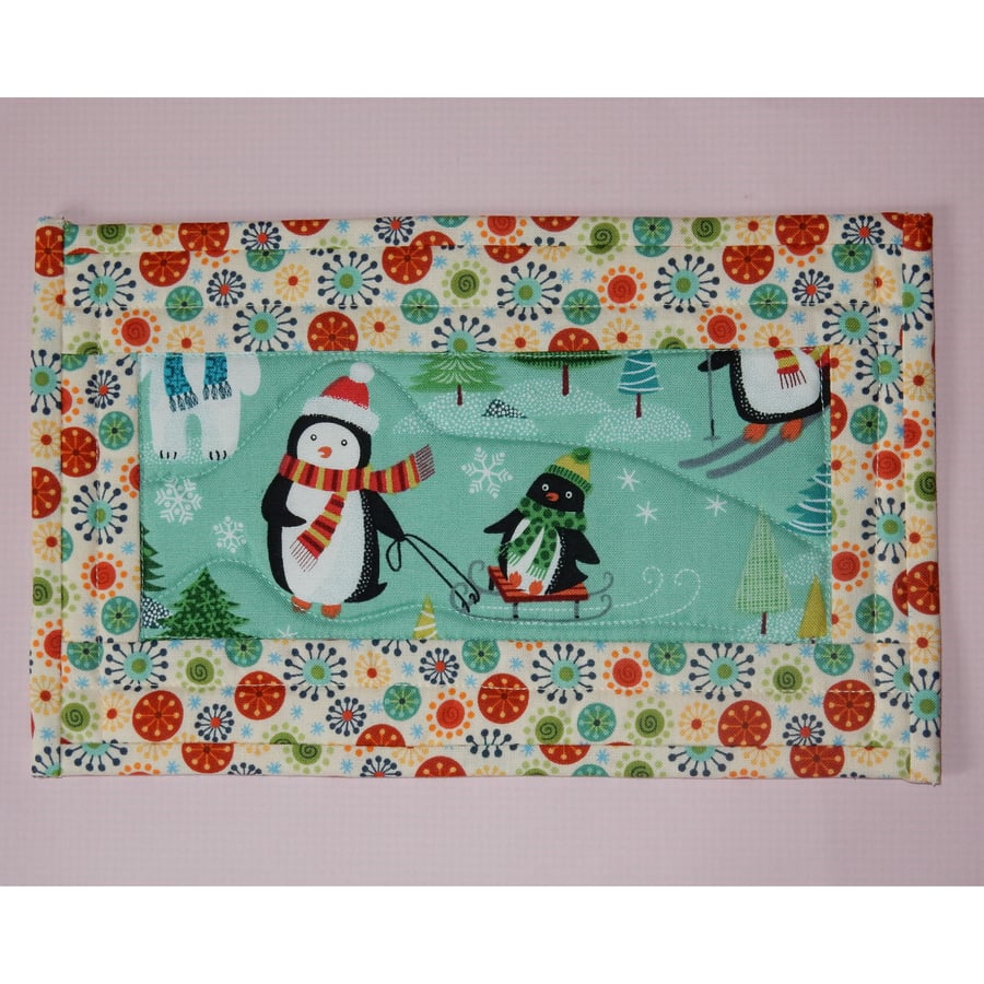 Mug rug Christmas penguins