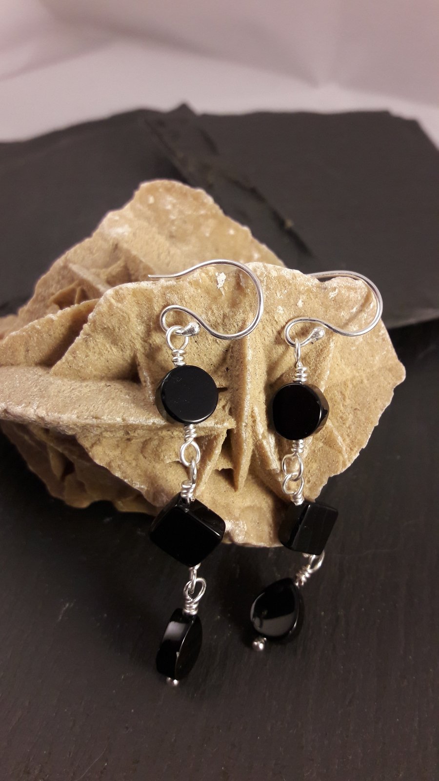 Black Agate 3 Part Earrings