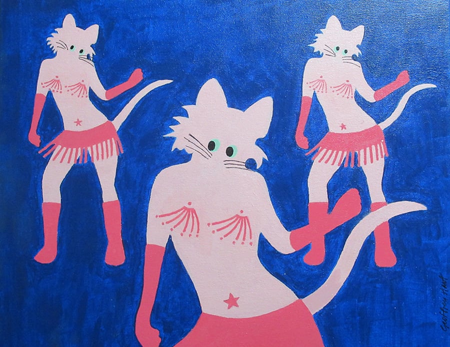 Purrlesque, Dancing cats, Giclee print of original art, Music, Musician, Musical