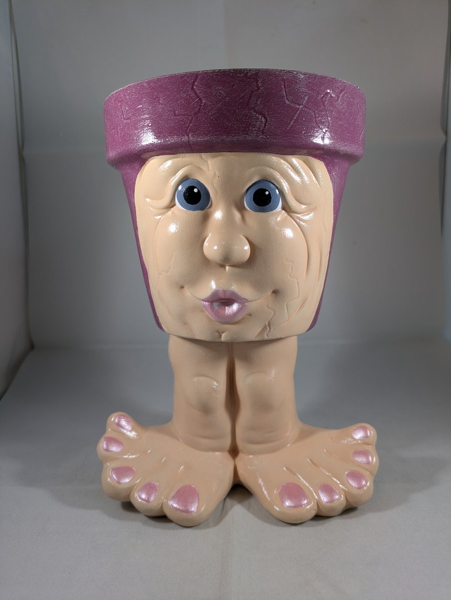 Purple Ceramic Novelty Garden Home Plant Flower Herb Pot Planter Container.