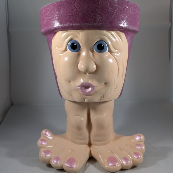Purple Ceramic Novelty Garden Home Plant Flower Herb Pot Planter Container.