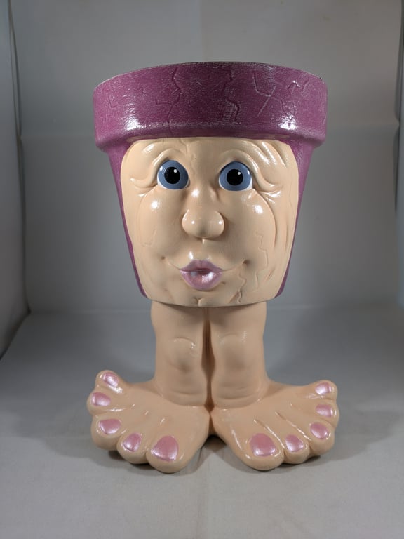 Purple Ceramic Novelty Garden Home Plant Flower Herb Pot Planter Container.