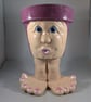 Purple Ceramic Novelty Garden Home Plant Flower Herb Pot Planter Container. - Image 1