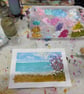 Acrylic  Painted Floral Seascape Print Greeting Card - Image 3