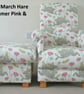 Pink Hares Chair & Footstool Adult Armchair Pouffe Animals Accent Nursery Small - Image 2