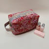Quilted Pink Blossoms Japanese Fabric Cosmetic Bag Wash Bag Medium Size