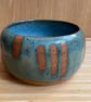 Blue Green striped ceramic planter or bowl