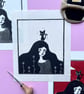 Cat Lady - original linocut print, whimsical cosy wall art