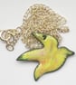 large bird pendant - yellow scrolled - Image 3