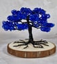 Small Wire Tree with Blue Foliage on a Wooden Base - Image 1