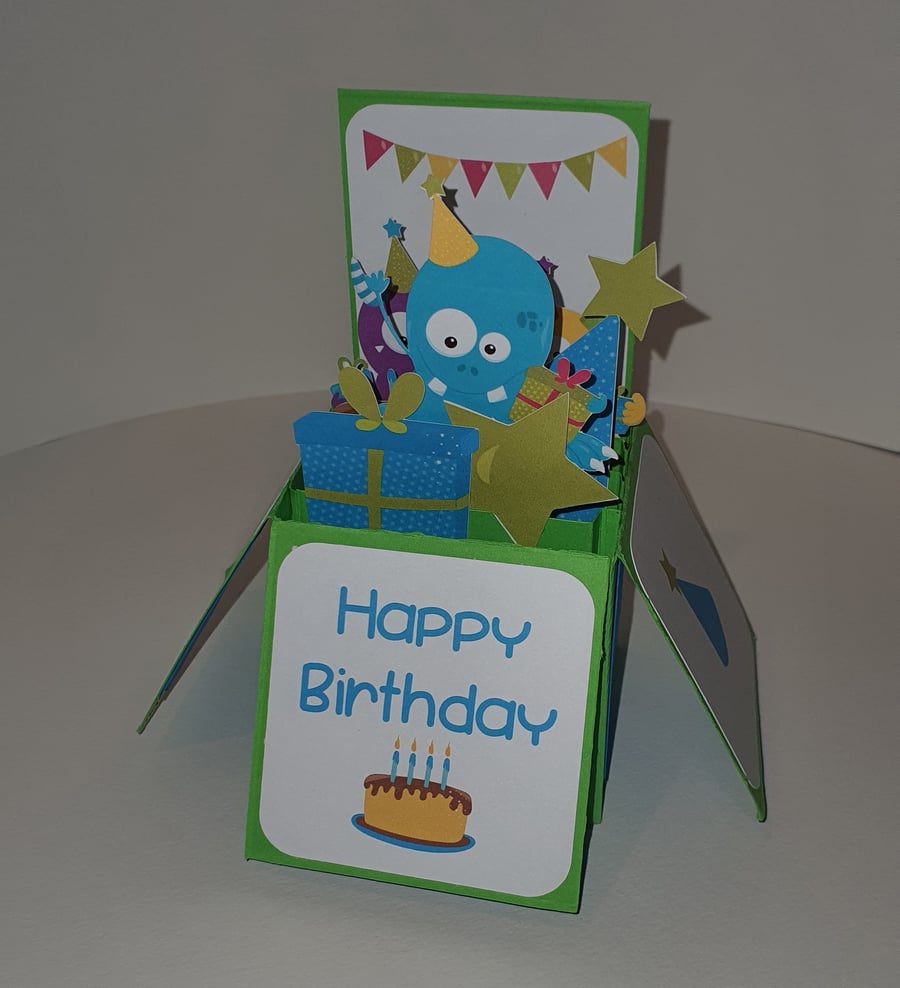 Cheeky Monster Birthday Box Card - can be personalised