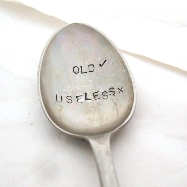 Old but not useless coffeespoon, handstamped vintage stainless steel