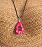 Pink and Red Marbled Glasses Holder Necklace Shimmer Teardrop Pendant